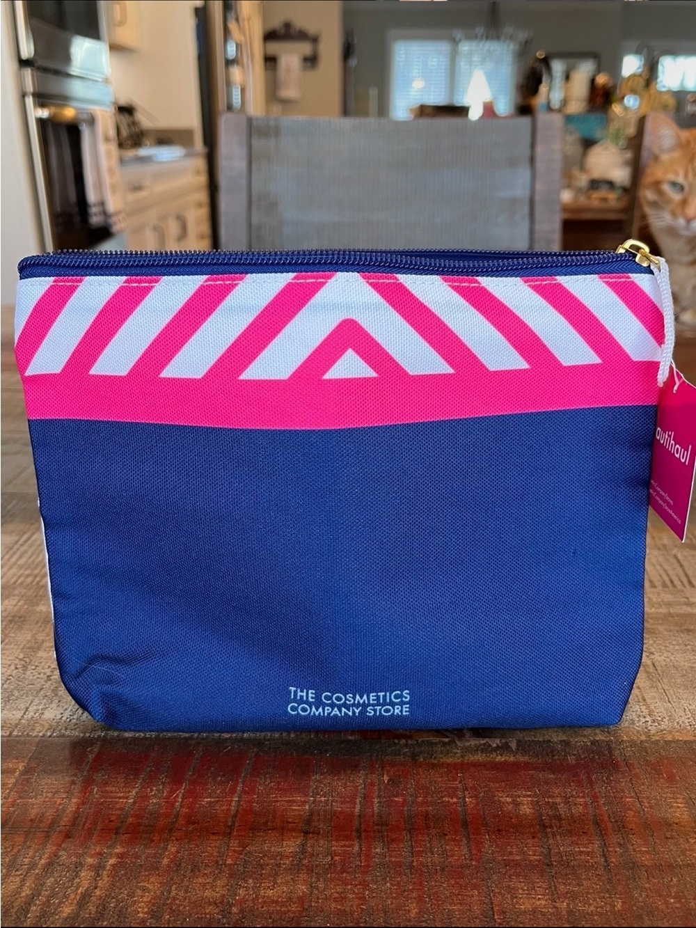 NEW The Cosmetics Company Store NAVY, PINK & WHITE Zippered COSMETIC BAG/POUCH!